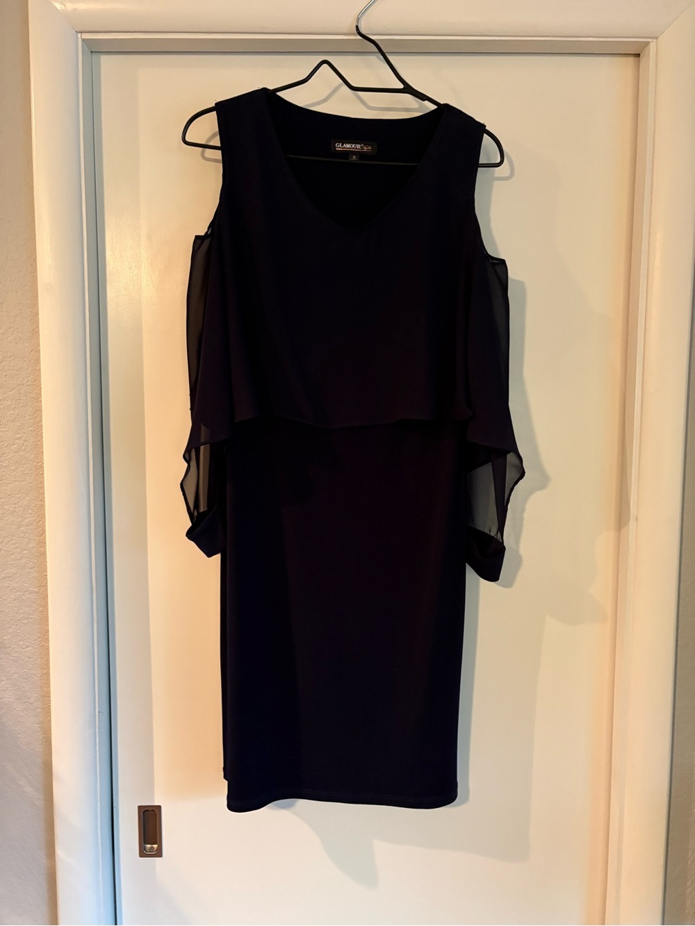 GLAMOROUS Navy Cold-Shoulder Cocktail Dress
